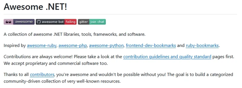 Library listed in awesome-dotnet repositories