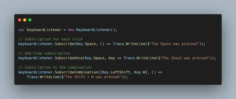 Quick code snippet from the library README