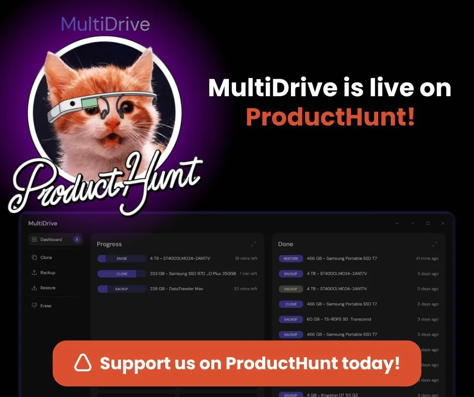 MultiDrive ProductHunt launch screenshot